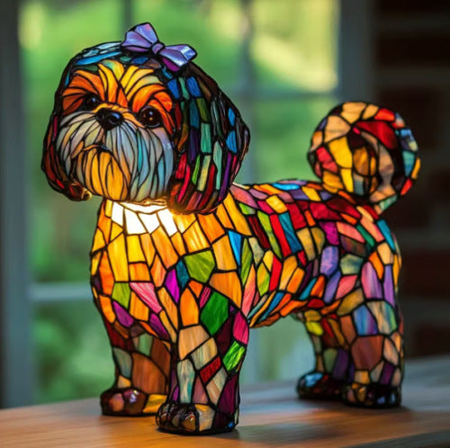 Colorful Strange Dog Lamp Resin Decorations