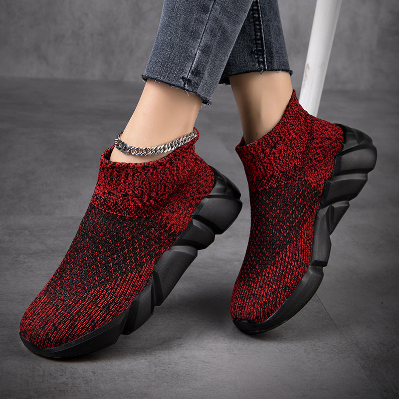 Cold-bonded Plus-size Sock Shoes Women's Thick-soled Casual Shoes