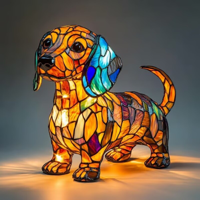 Colorful Strange Dog Lamp Resin Decorations