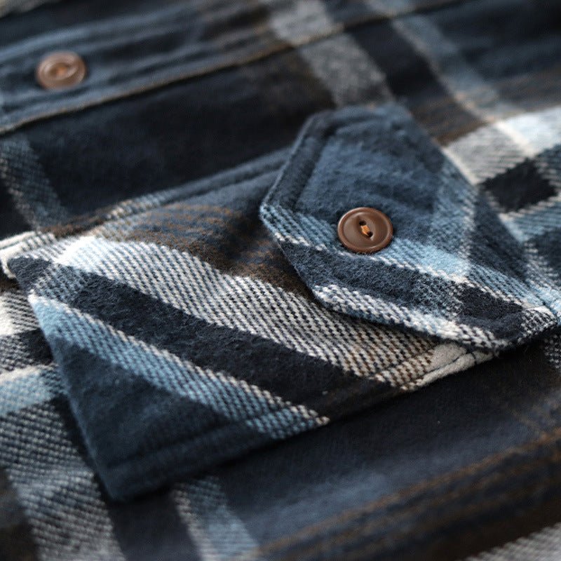 Double - strand Brushed Shirt Coat Spring And Autumn Top Thick American Style - QuickChop