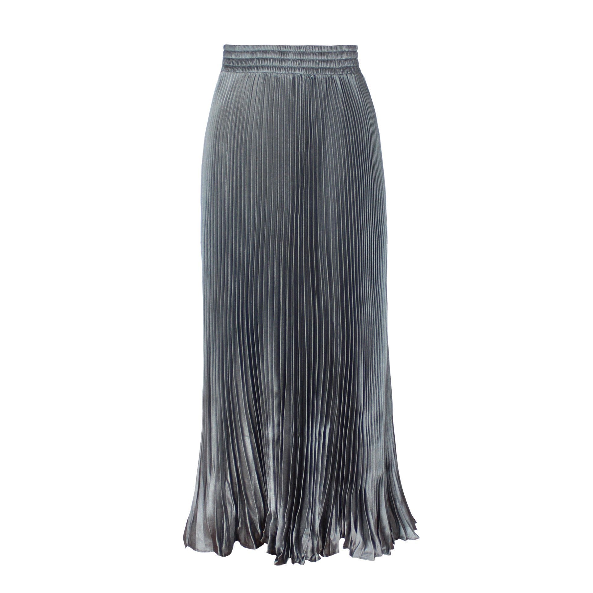 Draped Elastic-waist Versatile Figure-flattering Sophisticated Elegant Solid-color Maxi Skirt