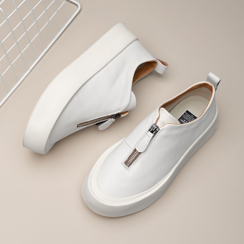 Men's Retro Distressed Leather Platform All - match Casual Sneakers - QuickChop