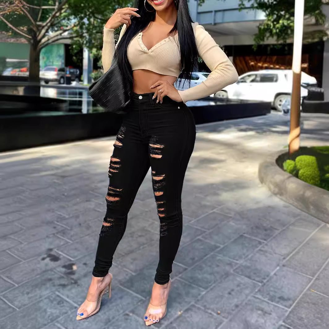 New Ripped Black Jeans For Women - QuickChop