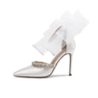 Rhinestone Bow High Heel Sandals - QuickChop