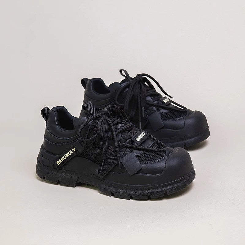 Super Hot Mech Style Authentic Leather Clunky Sneakers - QuickChop