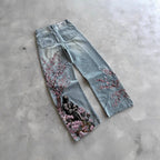 Women's Fashion Personalized Plum Embroidered Jeans - QuickChop