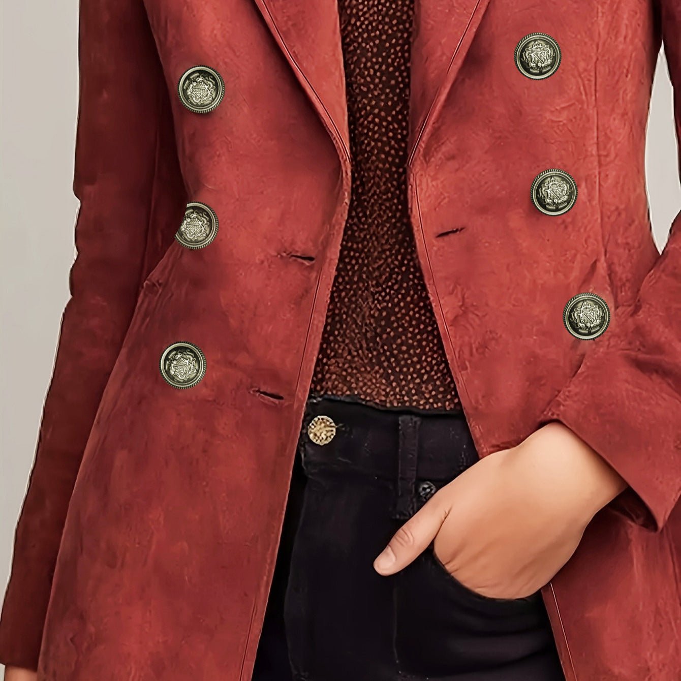 Women's French - style Elegant Vintage Double - breasted Blazer - QuickChop