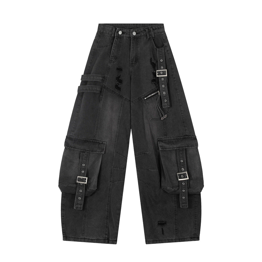 Women's Straight Loose Multi - pocket Cargo Jeans - QuickChop