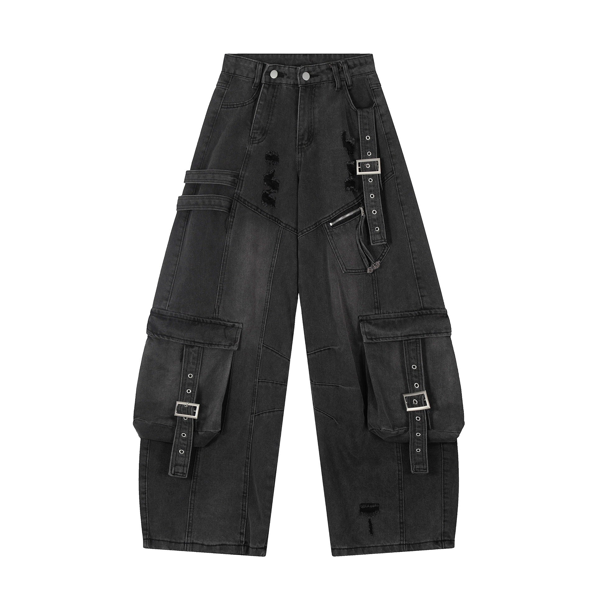 Women's Straight Loose Multi - pocket Cargo Jeans - QuickChop