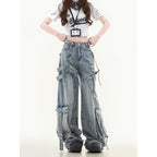 Women's Straight Loose Multi - pocket Cargo Jeans - QuickChop