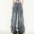 Women's Straight Loose Multi - pocket Cargo Jeans - QuickChop