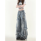 Women's Straight Loose Multi - pocket Cargo Jeans - QuickChop