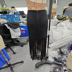 Women's Suede - Look Maxi Skirt With Fringe Hem, Western Bohemian Style Skirt For Spring And Summer - QuickChop